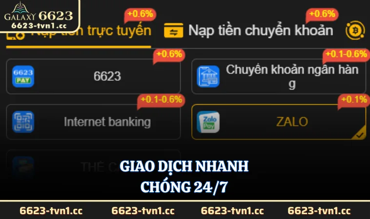 Giao dịch nhanh chóng 24/7