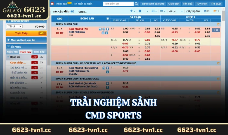 Trải nghiệm sảnh CMD Sports